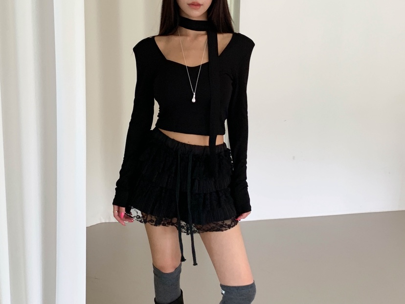 VELEN韓國直郵女士新款人氣推薦真品熱賣休閑長袖T恤含脖帶VELEN長袖T恤