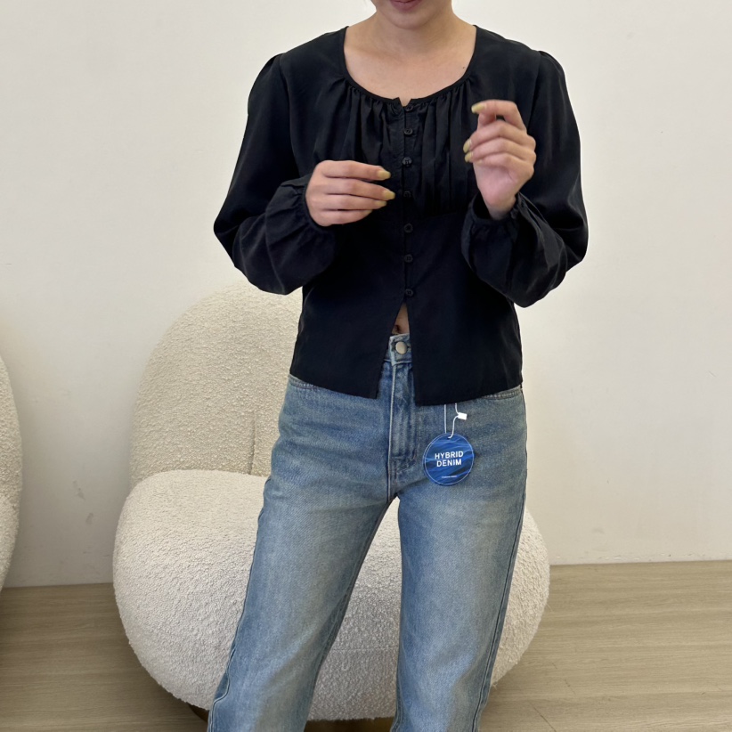 LEEHEE東大門實拍女士新品真品熱賣休閑人氣襯衫蕾絲衫褶皺LEEHEE襯衫/蕾絲衫
