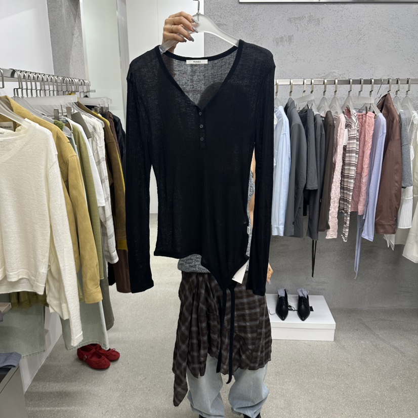WEARABLE-L東大門代購女裝新品熱賣人氣推薦長袖T恤紐扣WEARABLE長袖T恤圖色4