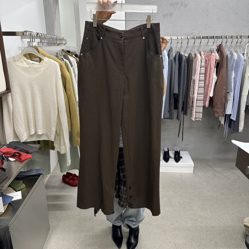 WEARABLE-L韓國代購女士新款推薦休閑人氣熱賣長裙開衩紐扣WEARABLE長裙圖色2咖色