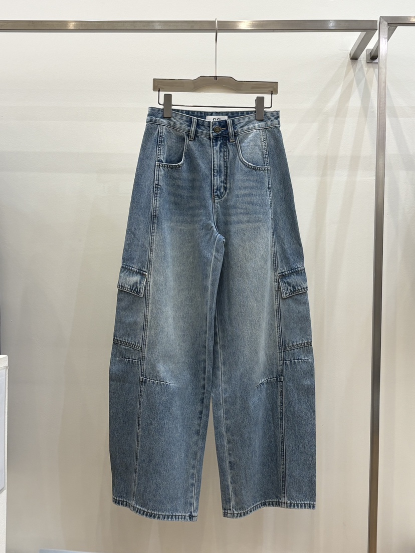 CICI韓國代購女士新品時尚熱賣人氣真品推薦牛仔褲口袋工裝Ci Ci牛仔褲圖色1