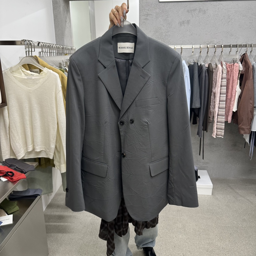 WEARABLE-L東大門實拍女裝新品真品休閑熱賣推薦夾克褶皺WEARABLE夾克圖色1灰色