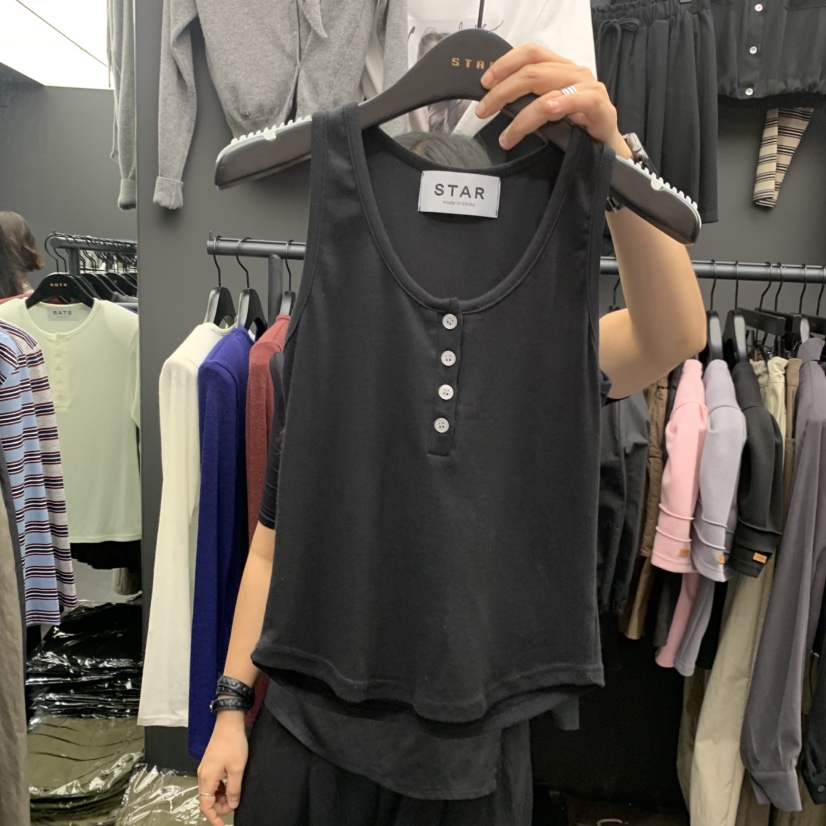 STAR-L東大門實拍女士新款休閑時尚人氣吊帶背心無袖紐扣STAR-L吊帶/背心圖色6