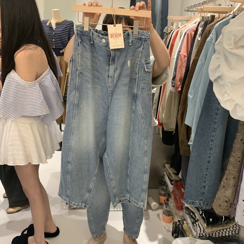 HILL TOE韓國直郵女士新品熱賣推薦時尚休閑真品牛仔褲口袋HILL TOE牛仔褲圖色1