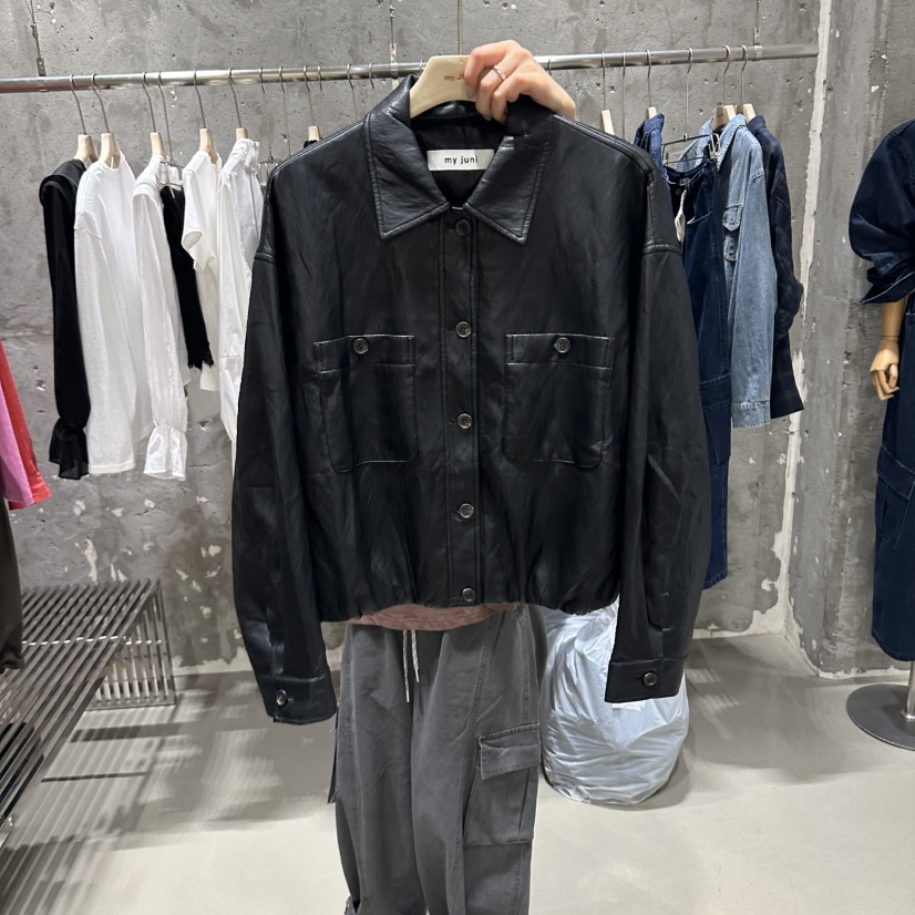JUNI東大門實拍女裝新品人氣時尚休閑熱賣真品推薦皮衣皮革my juni皮衣圖色1