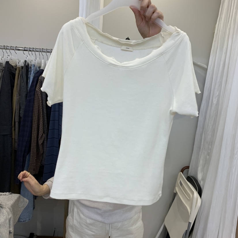 JINSIM東大門實拍女士新款時尚真品推薦熱賣休閑人氣T恤褶邊JINSIMT恤圖色3