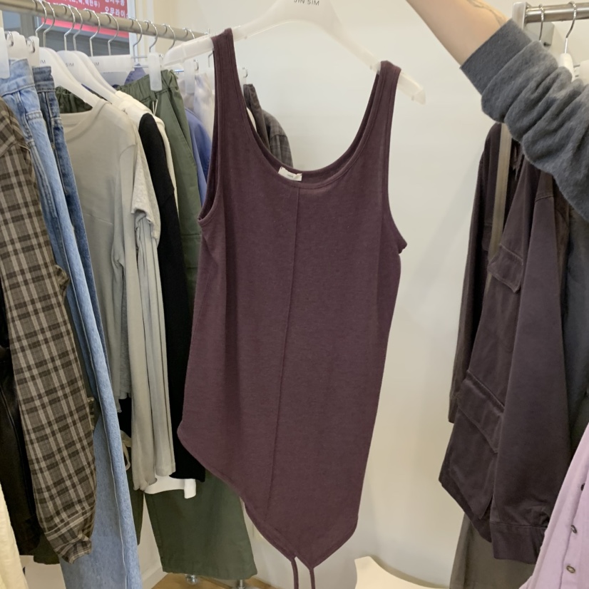 JINSIM韓國直郵女士新品熱賣推薦人氣休閑吊帶背心不對稱JINSIM吊帶/背心圖色2