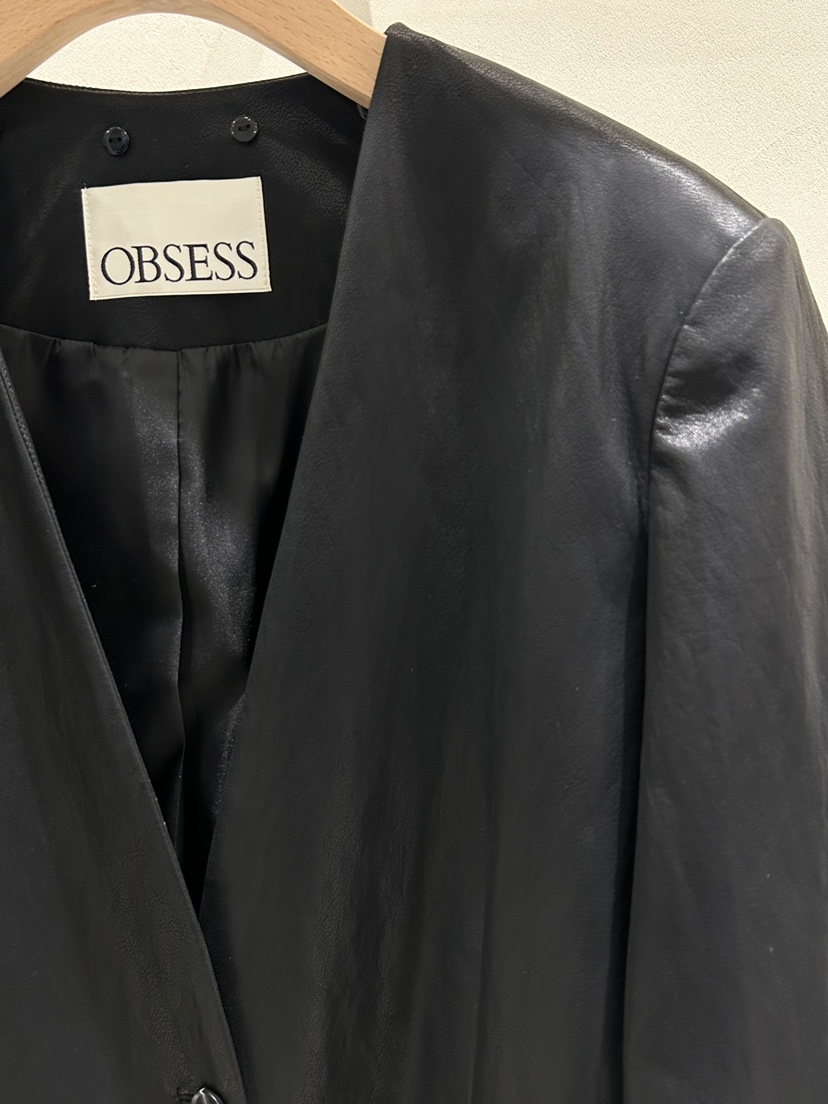 OBSESS韓國直郵女士新款人氣真品時尚夾克含圍巾皮革雪紡OBSESS夾克