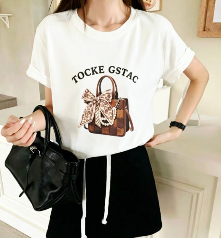 RICO/BLING BLING-S東大門直郵女士新品休閑T恤珍珠圍巾RICO/BLING BLING-ST恤