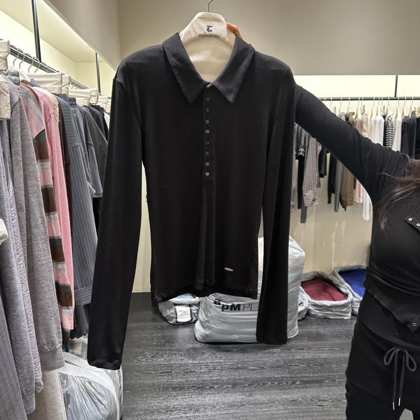 TOMGIRL韓國代購女士新品熱賣休閑時尚推薦真品人氣長袖T恤TOMGIRL長袖T恤圖色2黑色