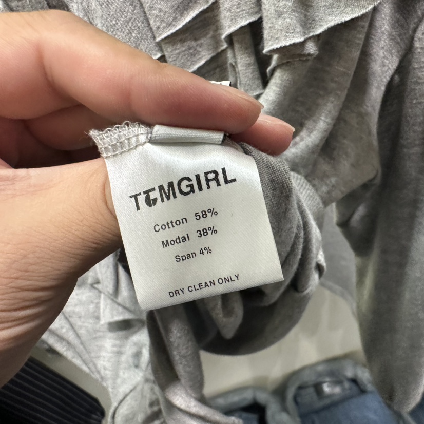 TOMGIRL韓國直郵女士新款推薦熱賣人氣真品休閑長袖T恤褶邊TOMGIRL長袖T恤