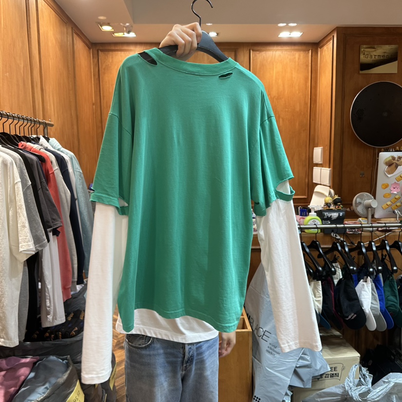 GARMENT-P東大門直郵女裝新品休閑推薦熱賣長袖T恤假兩件GARMENT長袖T恤