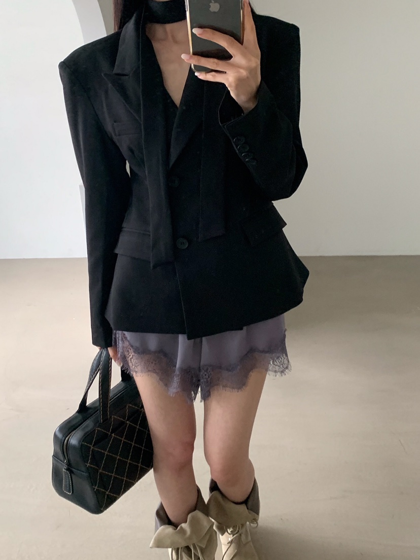 VERANDA韓國代購女士新品人氣推薦真品熱賣時尚短褲蕾絲花VERANDA短褲
