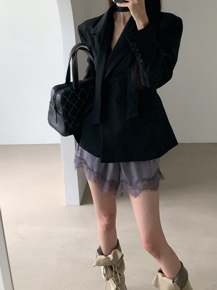VERANDA韓國代購女士新品人氣推薦真品熱賣時尚短褲蕾絲花VERANDA短褲