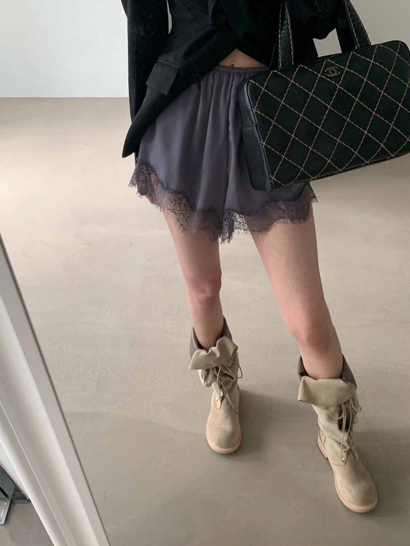 VERANDA韓國代購女士新品人氣推薦真品熱賣時尚短褲蕾絲花VERANDA短褲