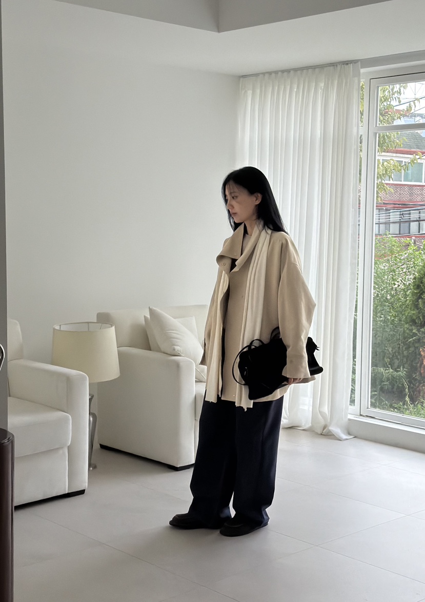 AMY GRACE-A韓國代購女裝新款時尚熱賣夾克不含圍巾高領AMY GRACE夾克