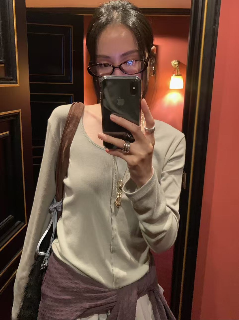 LOFN東大門直郵女裝新品休閑推薦時尚真品熱賣人氣長袖T恤LOFN長袖T恤