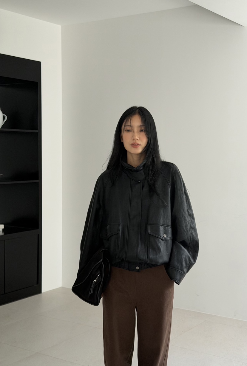 AMY GRACE-A東大門實拍女裝新品推薦時尚人氣真品休閑皮衣AMY GRACE皮衣