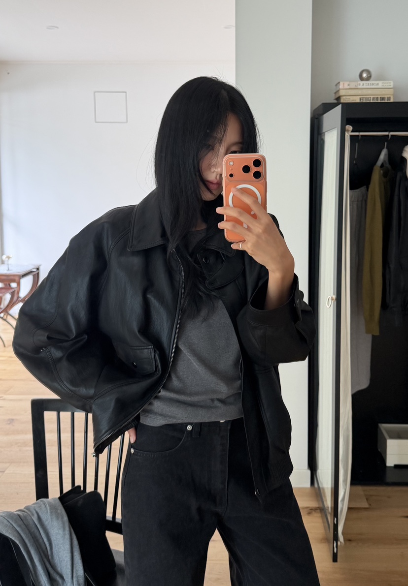 AMY GRACE-A東大門實拍女裝新品推薦時尚人氣真品休閑皮衣AMY GRACE皮衣