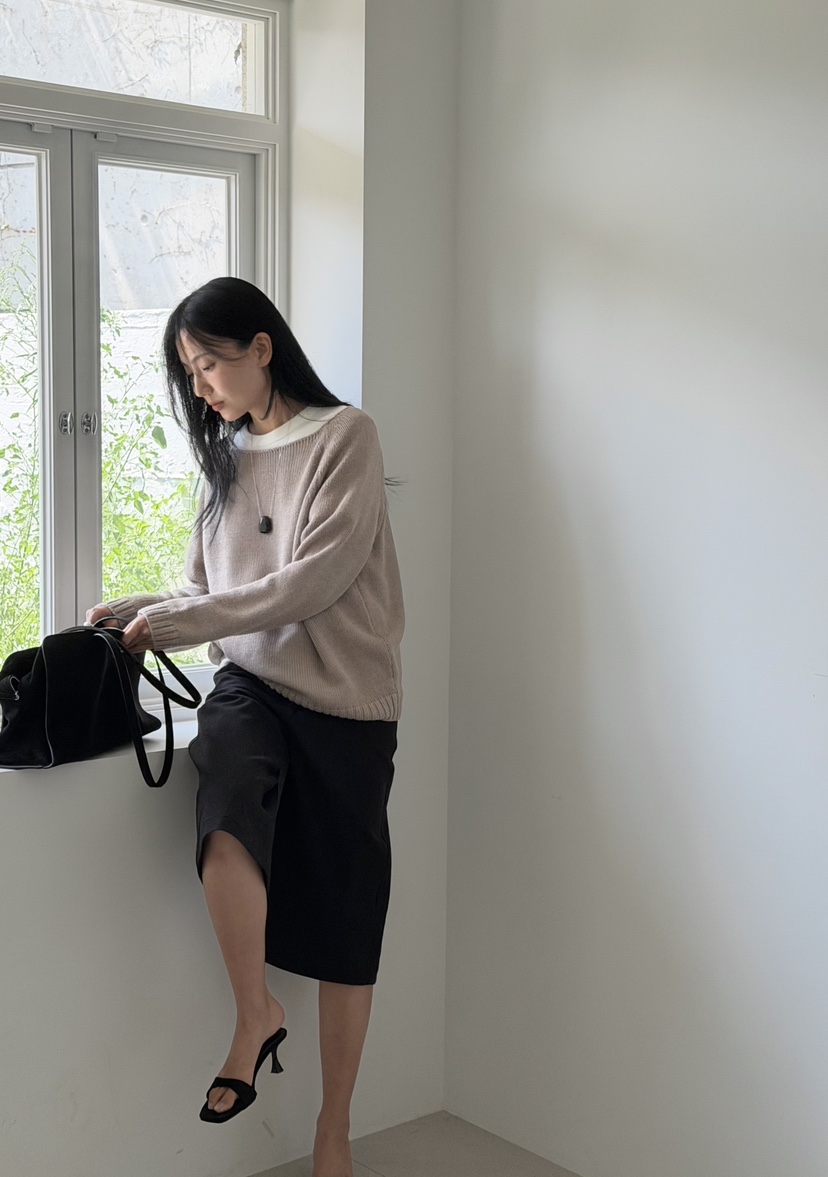 AMY GRACE-A東大門直郵女裝新品人氣推薦熱賣針織衫船領AMY GRACE針織衫