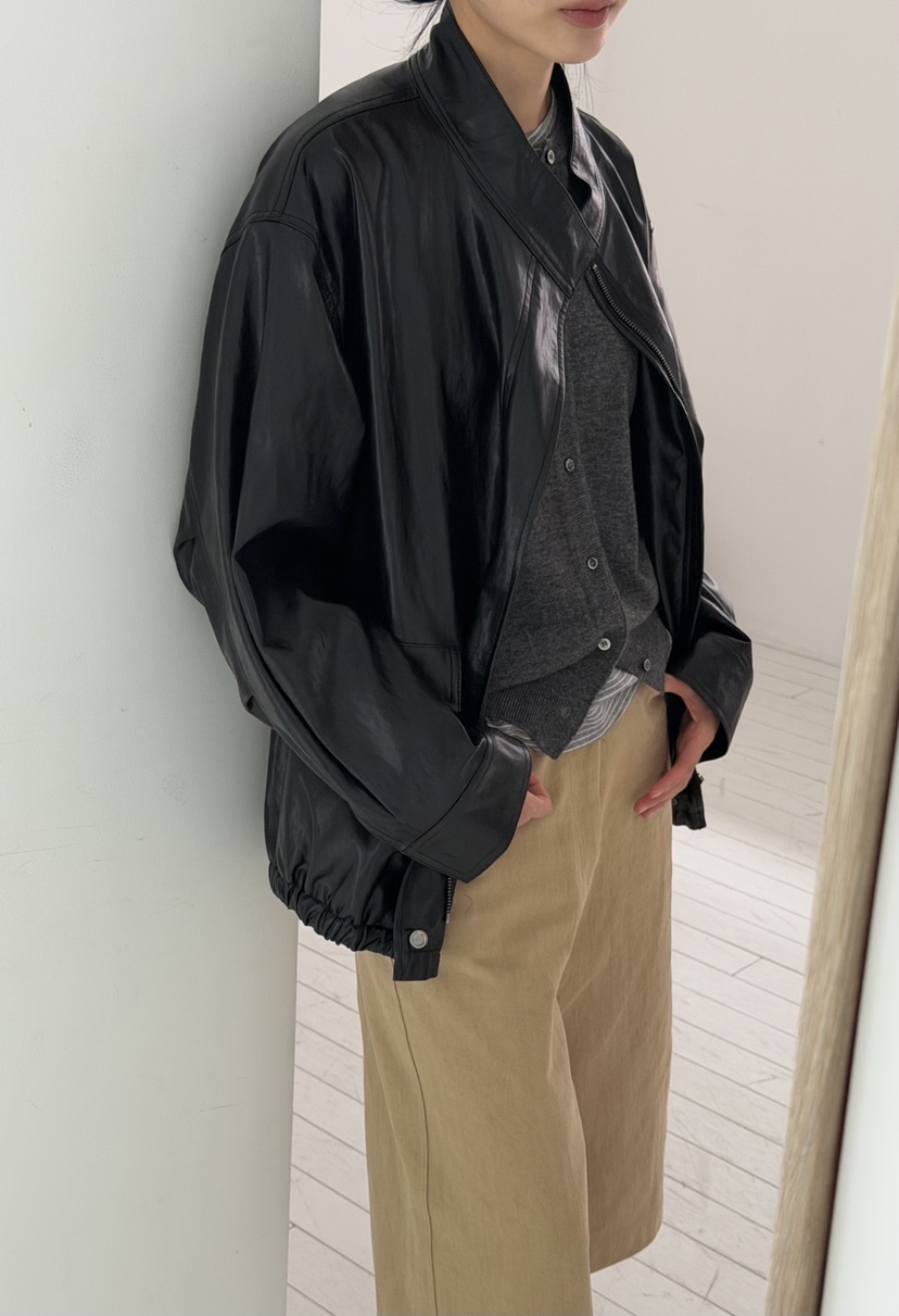 AMY GRACE-A韓國直郵女士新款休閑推薦熱賣人氣皮衣皮革AMY GRACE皮衣