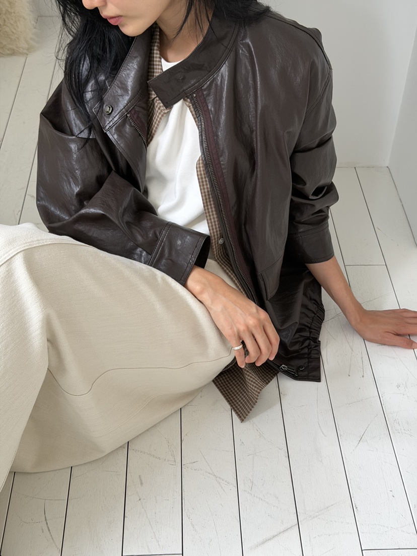 AMY GRACE-A韓國直郵女士新款休閑推薦熱賣人氣皮衣皮革AMY GRACE皮衣