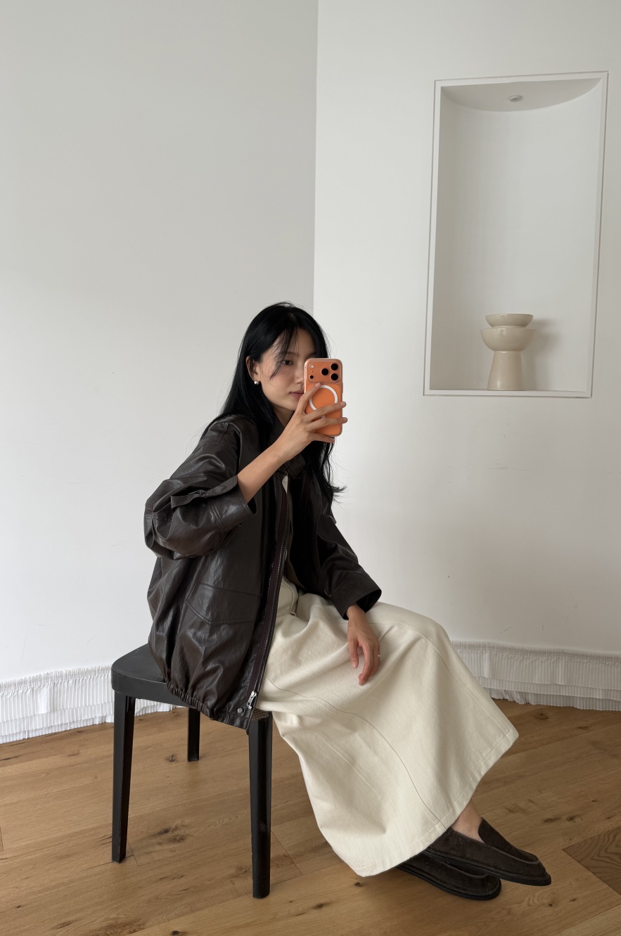 AMY GRACE-A韓國直郵女士新款休閑推薦熱賣人氣皮衣皮革AMY GRACE皮衣