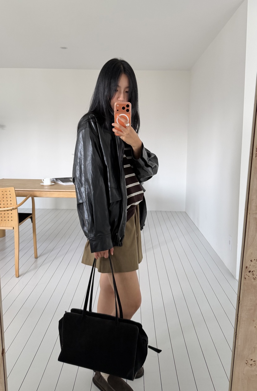 AMY GRACE-A韓國直郵女士新款休閑推薦熱賣人氣皮衣皮革AMY GRACE皮衣