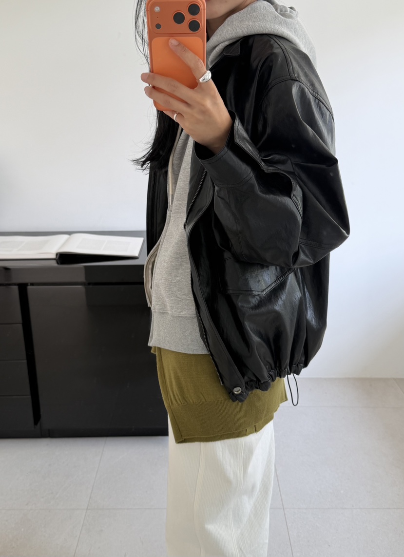 AMY GRACE-A韓國直郵女士新款休閑推薦熱賣人氣皮衣皮革AMY GRACE皮衣