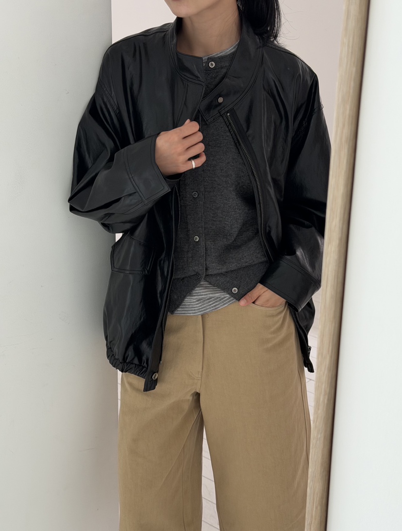 AMY GRACE-A韓國直郵女士新款休閑推薦熱賣人氣皮衣皮革AMY GRACE皮衣圖色2