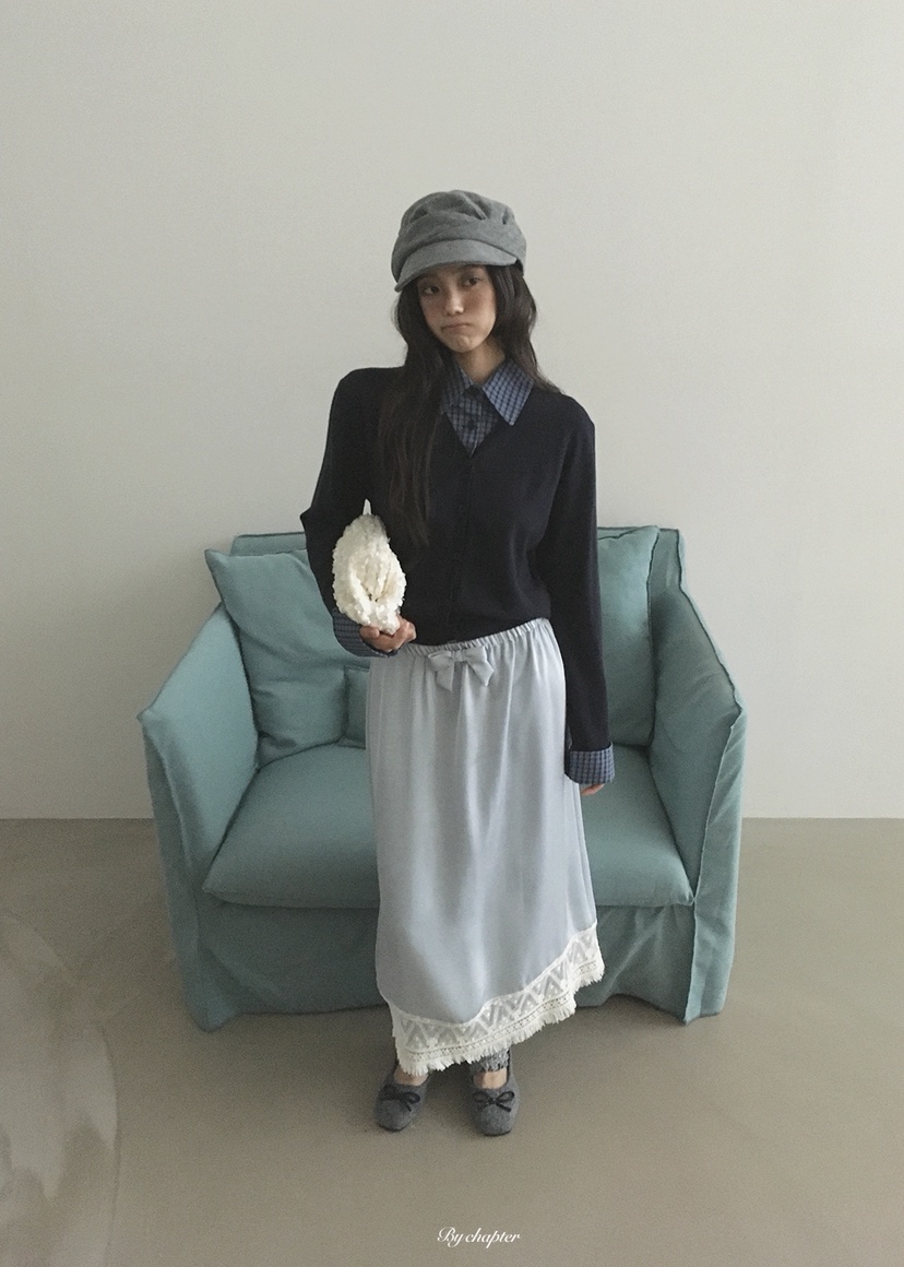 BY CHAPTER東大門代購女裝新款真品休閑推薦時尚長裙褶皺緞BY Chapter長裙