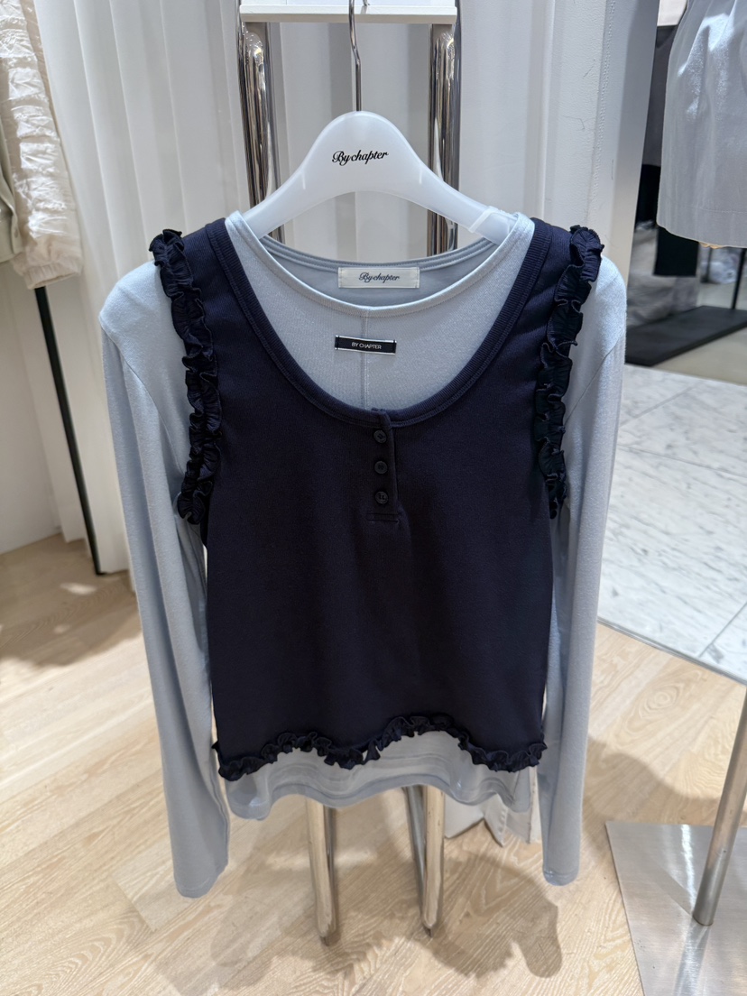 BY CHAPTER東大門直郵女裝新品人氣推薦真品套裝透明褶邊BY Chapter套裝圖色3