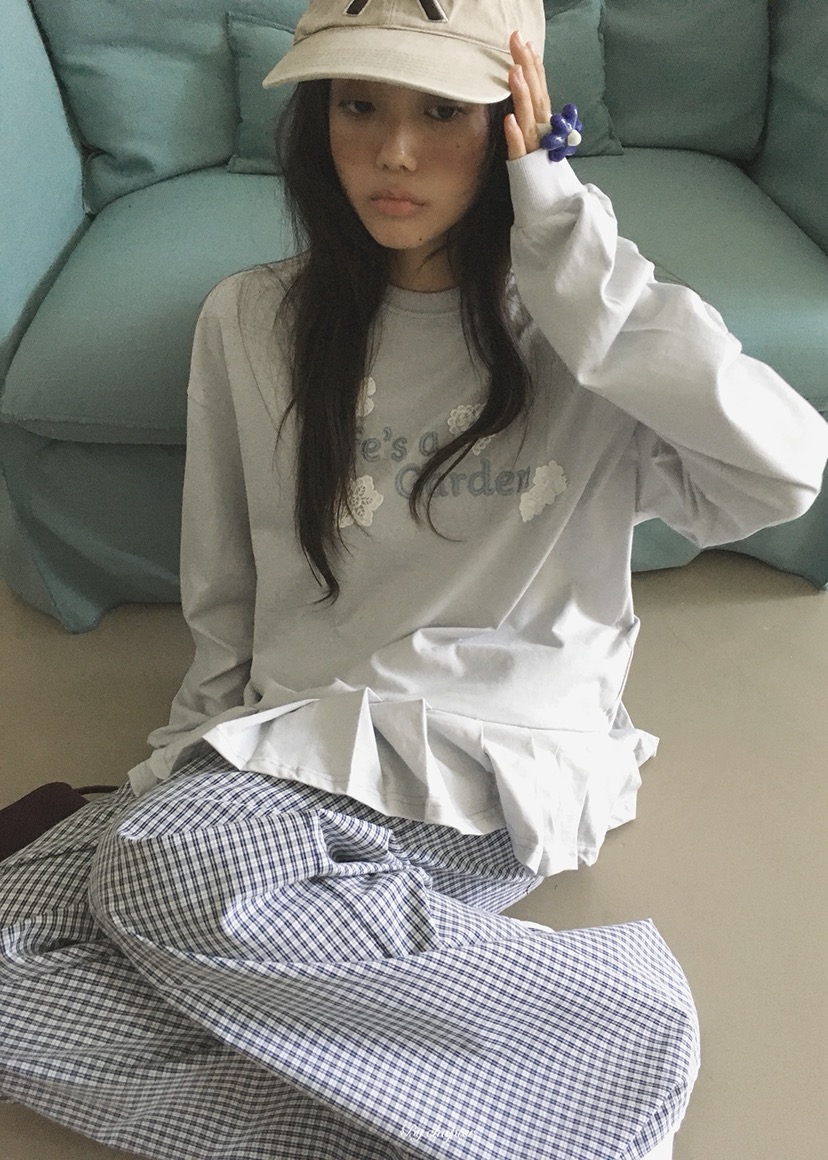 BY CHAPTER韓國代購女裝新品休閑推薦時尚熱賣長袖T恤褶皺BY Chapter長袖T恤