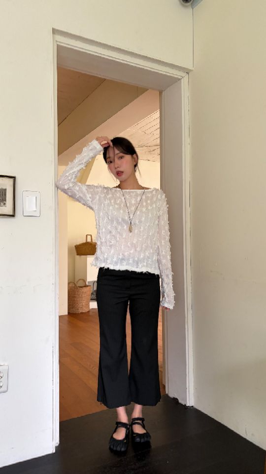 HEY/TO SEWING東大門代購女裝新品真品休閑長袖T恤絲帶BY HEY/TO SEWING長袖T恤