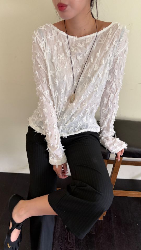 HEY/TO SEWING東大門代購女裝新品真品休閑長袖T恤絲帶BY HEY/TO SEWING長袖T恤圖色1