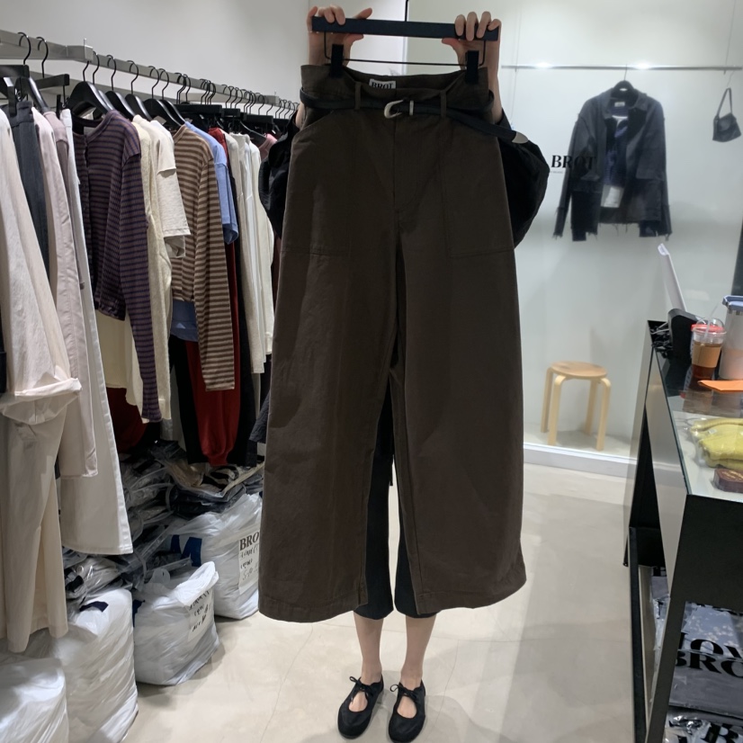 BROT韓國代購女士新品時尚人氣推薦真品休閑休閑褲不含腰帶BROT休閑褲圖色1棕色