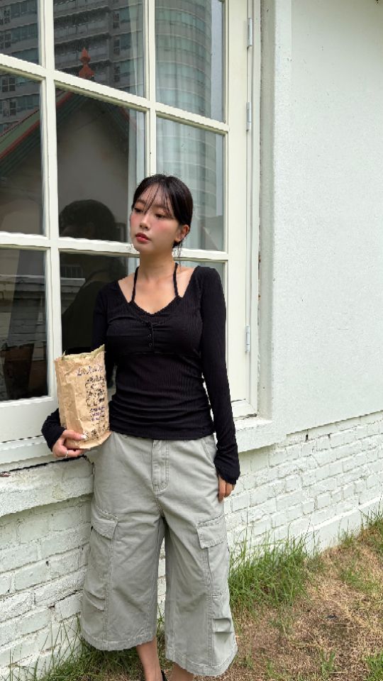 HEY/TO SEWING韓國代購女裝新款人氣休閑熱賣時尚長袖T恤BY HEY/TO SEWING長袖T恤