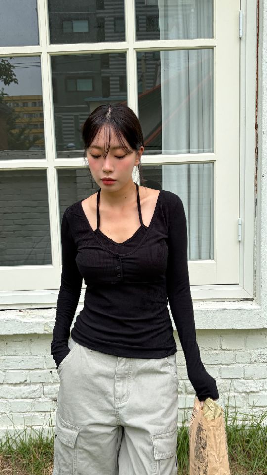 HEY/TO SEWING韓國代購女裝新款人氣休閑熱賣時尚長袖T恤BY HEY/TO SEWING長袖T恤圖色3