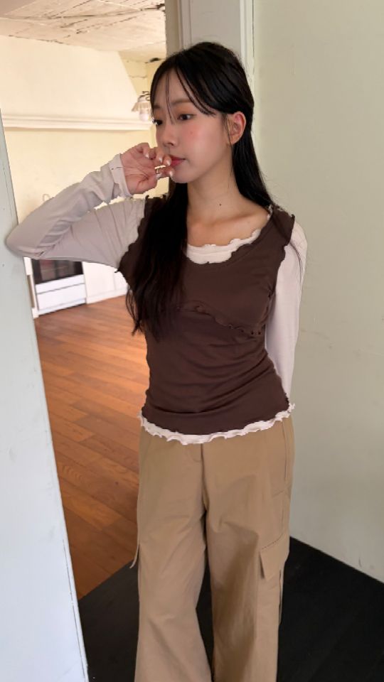 HEY/TO SEWING東大門代購女裝新品熱賣吊帶背心荷葉邊無袖BY HEY/TO SEWING吊帶/背心