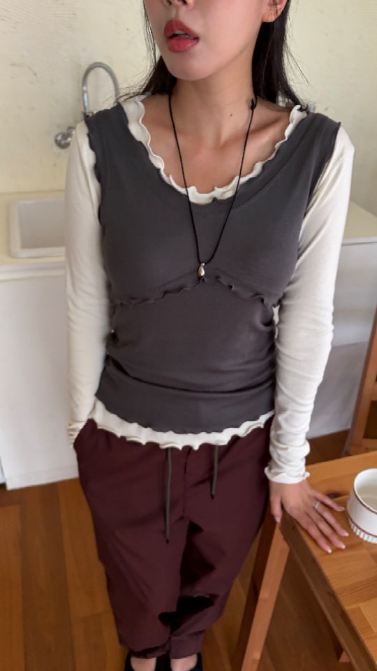 HEY/TO SEWING東大門代購女裝新品熱賣吊帶背心荷葉邊無袖BY HEY/TO SEWING吊帶/背心