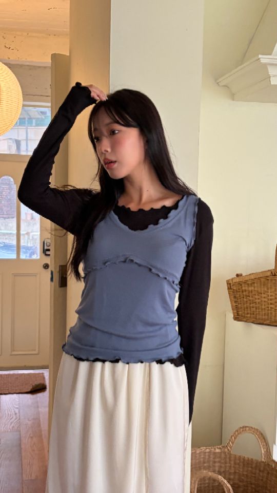 HEY/TO SEWING東大門代購女裝新品熱賣吊帶背心荷葉邊無袖BY HEY/TO SEWING吊帶/背心圖色3