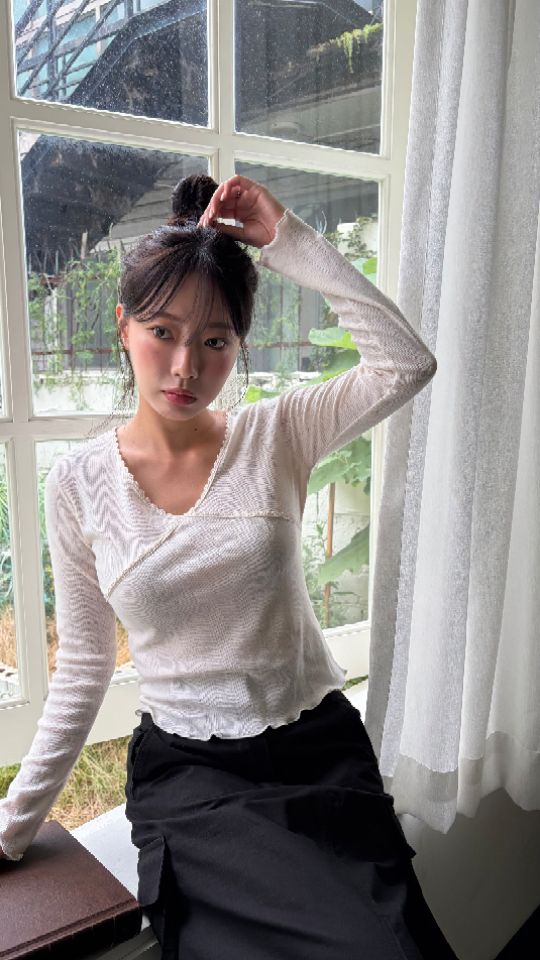 HEY/TO SEWING東大門實拍女士新品真品時尚長袖T恤蕾絲BY HEY/TO SEWING長袖T恤