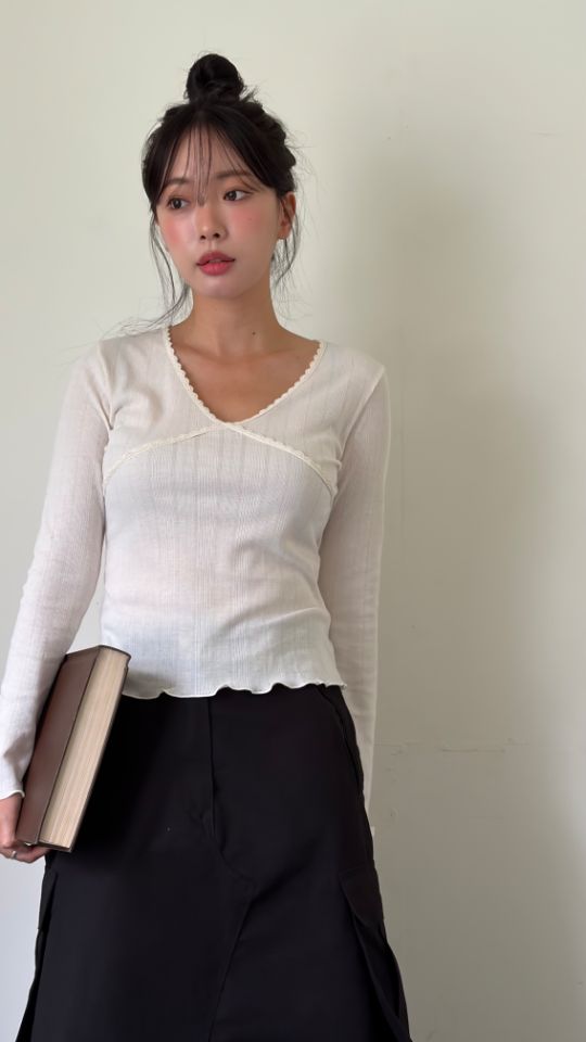 HEY/TO SEWING東大門實拍女士新品真品時尚長袖T恤蕾絲BY HEY/TO SEWING長袖T恤
