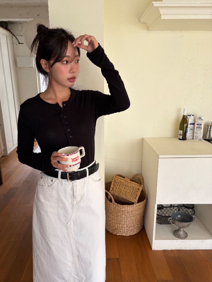 HEY/TO SEWING韓國直郵女裝新款熱賣真品長袖T恤寬松紐扣BY HEY/TO SEWING長袖T恤