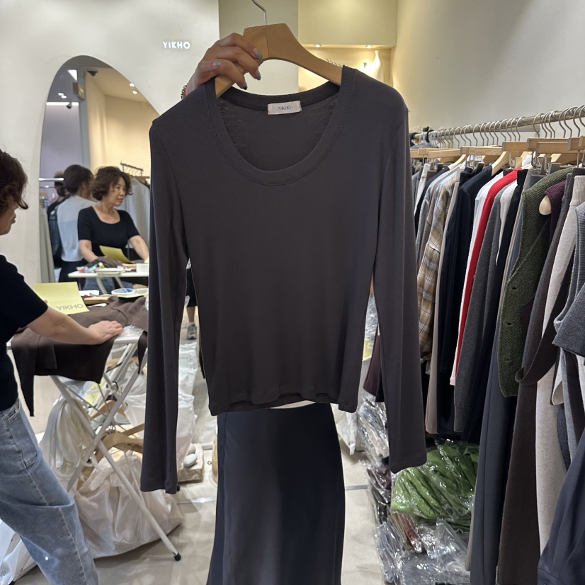 YIKHO STYLE東大門直郵女士新品熱賣人氣休閑時尚長袖T恤YIKHO STYLE長袖T恤圖色3墨色