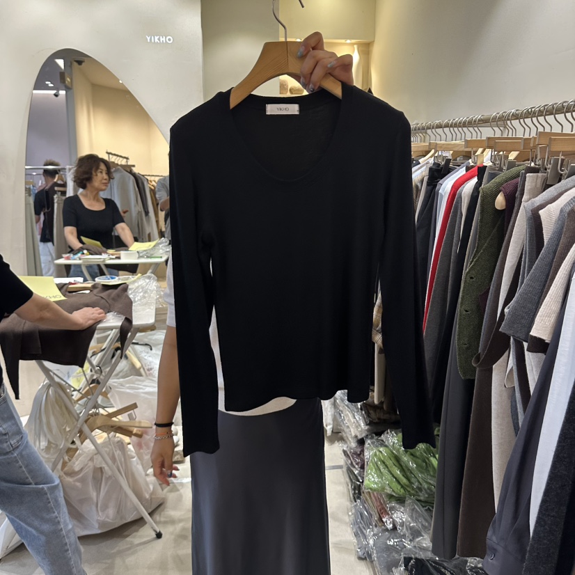 YIKHO STYLE東大門直郵女士新品熱賣人氣休閑時尚長袖T恤YIKHO STYLE長袖T恤圖色4黑色