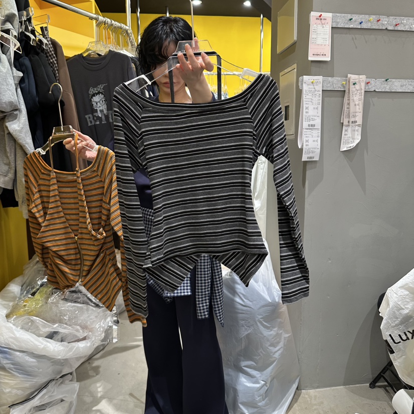 MOMAZU東大門實拍女士新品熱賣休閑時尚真品長袖T恤假兩件MOMAZU長袖T恤