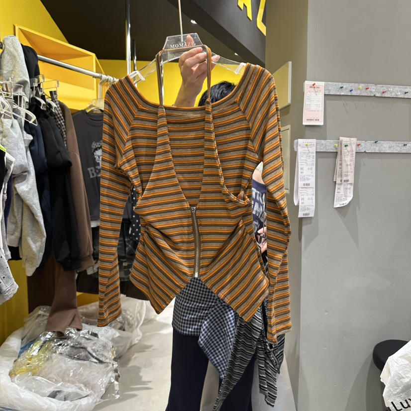 MOMAZU東大門實拍女士新品熱賣休閑時尚真品長袖T恤假兩件MOMAZU長袖T恤圖色1