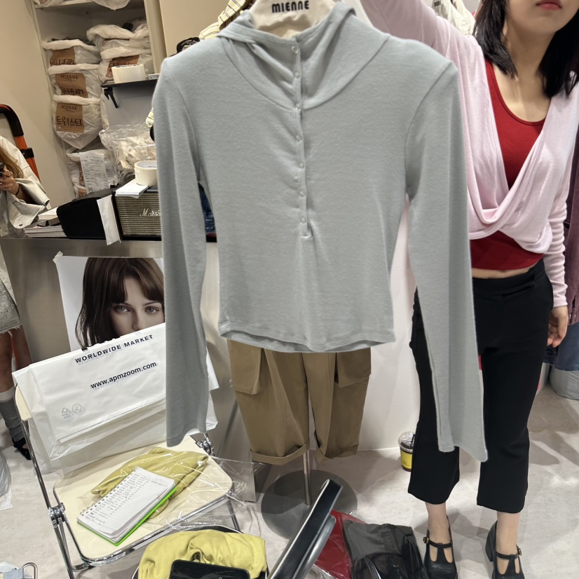 MIENNE東大門代購女士新品推薦休閑真品熱賣長袖T恤連帽衫MIENNE長袖T恤圖色2