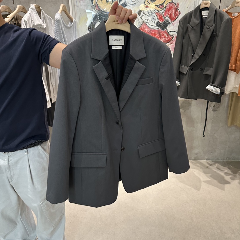 LAMAGIEPIE/LAMAGIE GREY東大門直郵女裝新品推薦西裝西服翻領LAMAGIEPIE/LAMAGIE GREY西裝/西服圖色2墨色